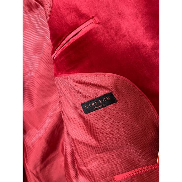 Mazari Men's Red Modern Fit Party S/C Fashion Velvet Sport Coat 1010 - 4XL - Picture 4 of 6